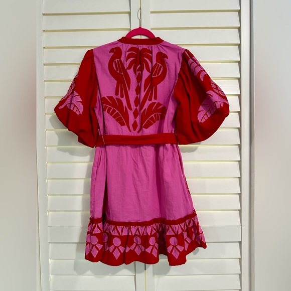 FARM RÍO NWT SOLD OUT PINK AND RED EMBROIDERED DRESS $295 XS/S - Picture 5 of 11